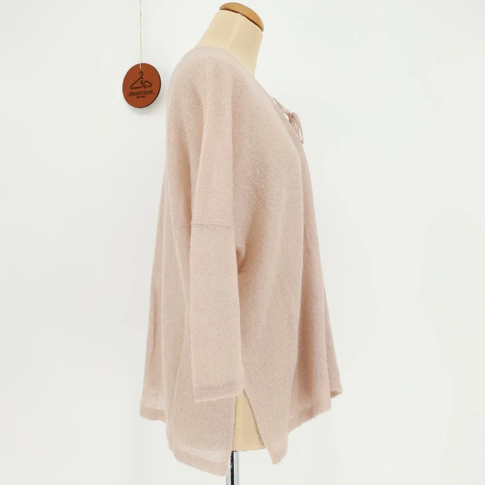KERISMA‎ Lightweight Lace Up Front Knit Sweater Pink Size S/M Wool Mohair Blend